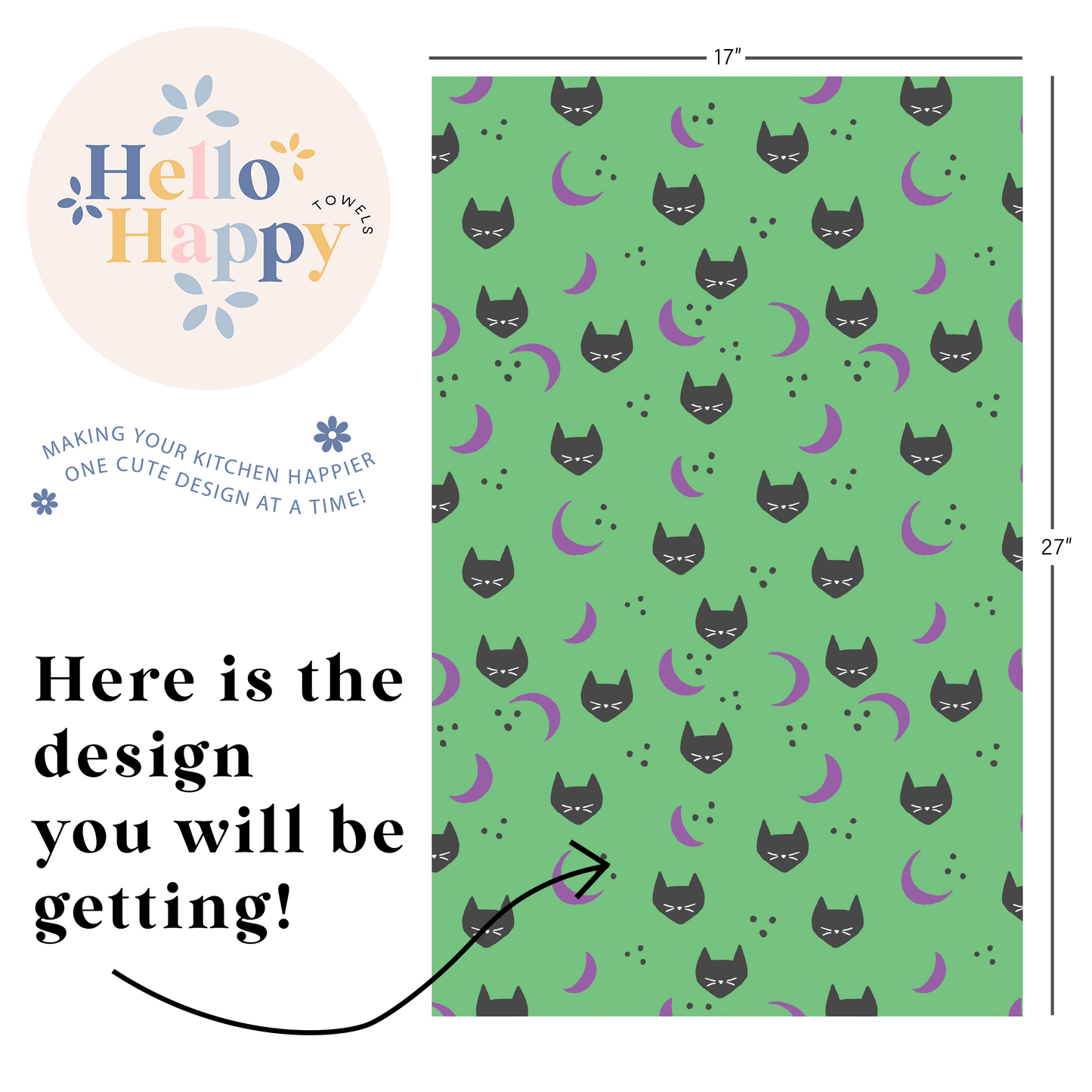 Cats and Moons | Double-Sided Hand Towel