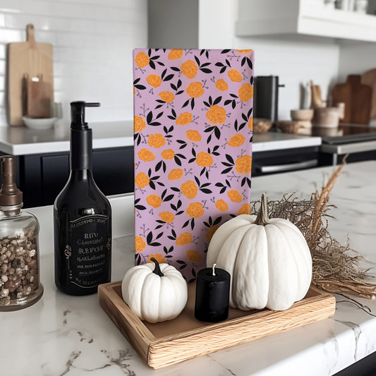 Dark Leaves on Purple | Double-Sided Hand Towel