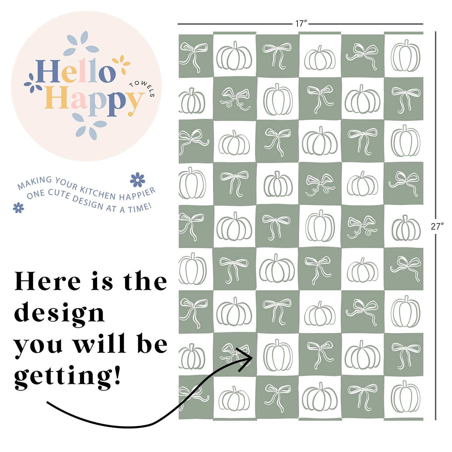 Dainty Pumpkins and Bows | Double-Sided Hand Towel