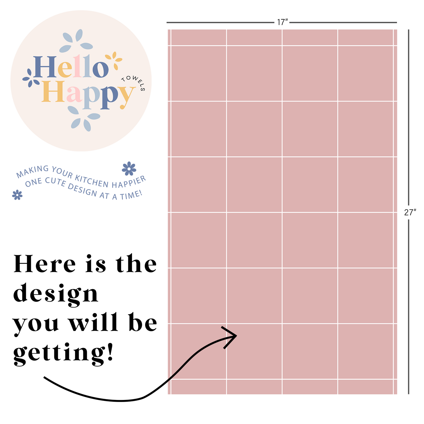 Dusty Rose Grid | Double-Sided Hand Towel
