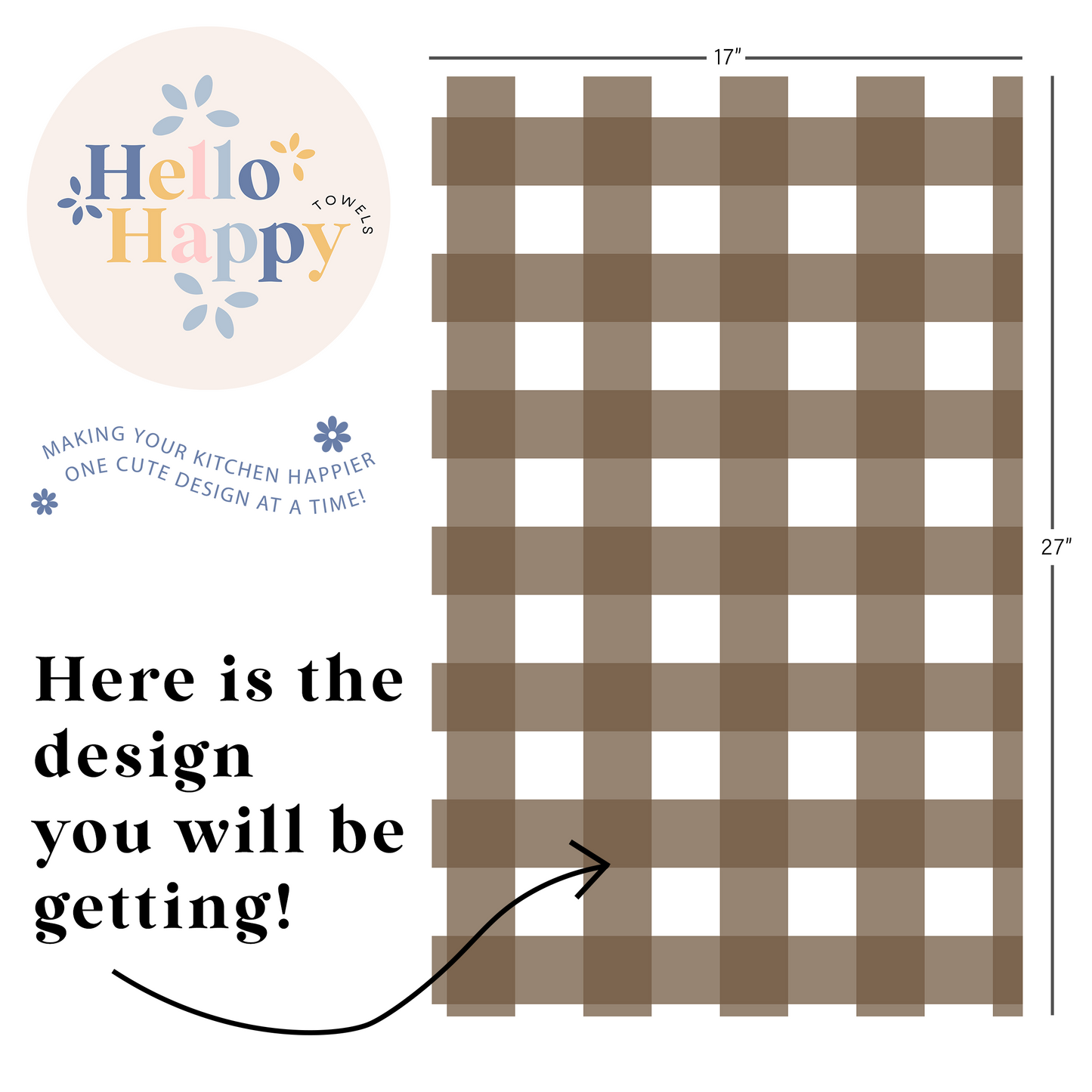 Gingham Brown | Double-Sided Hand Towel