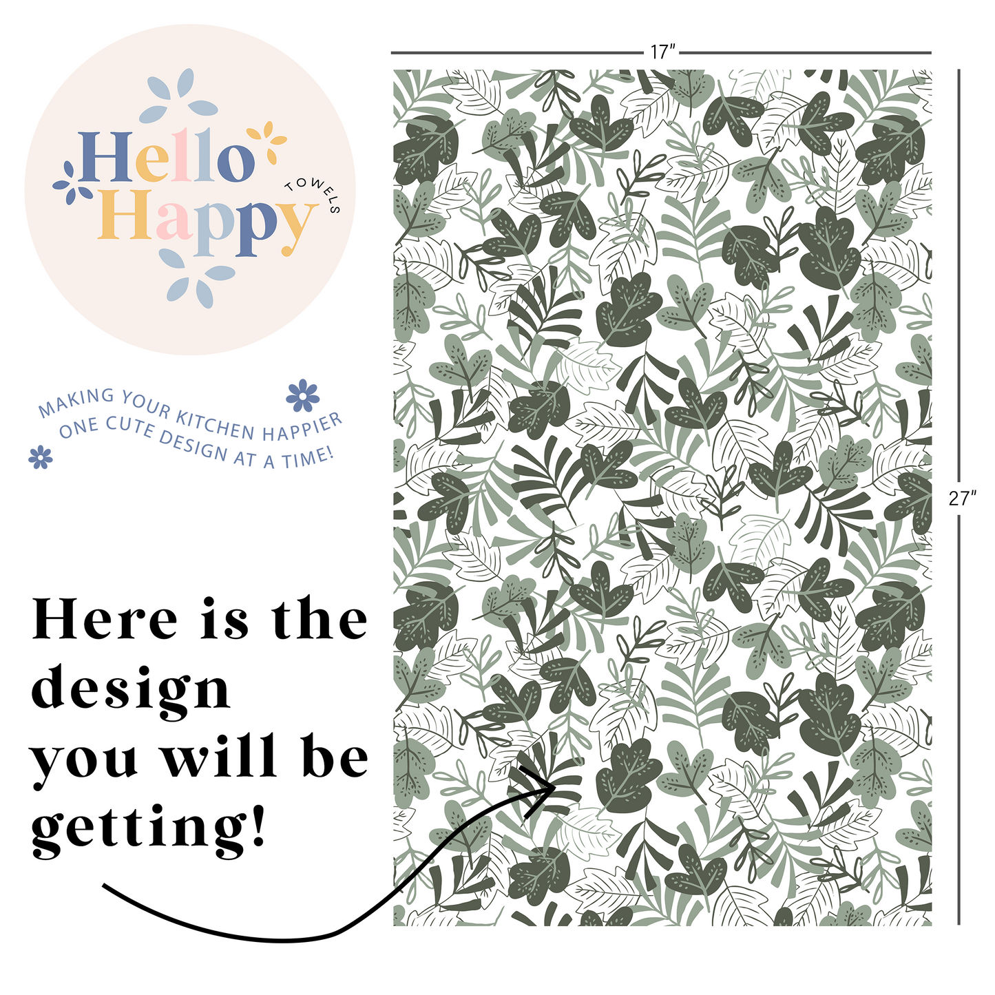 Leaves in Sage | Double-Sided Hand Towel