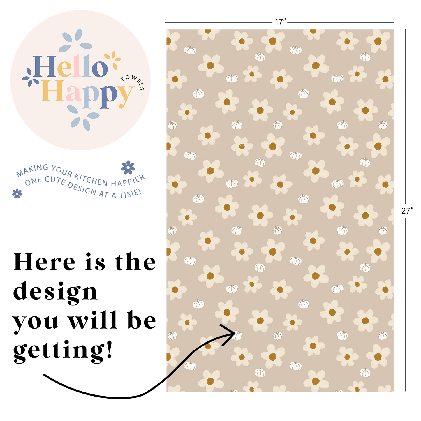 Pumpkins and Flowers | Double-Sided Hand Towel
