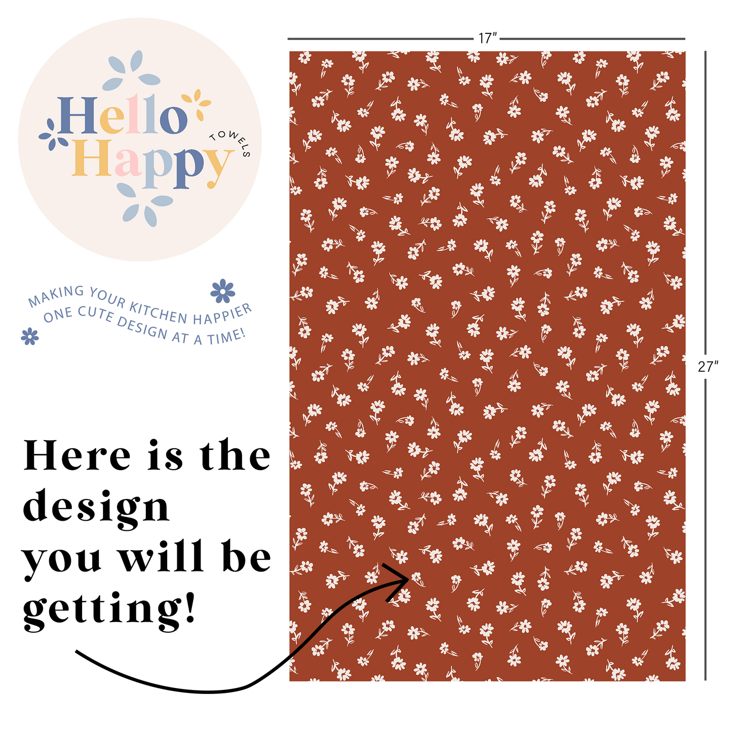 Tossed Mini Flowers | Double-Sided Hand Towel
