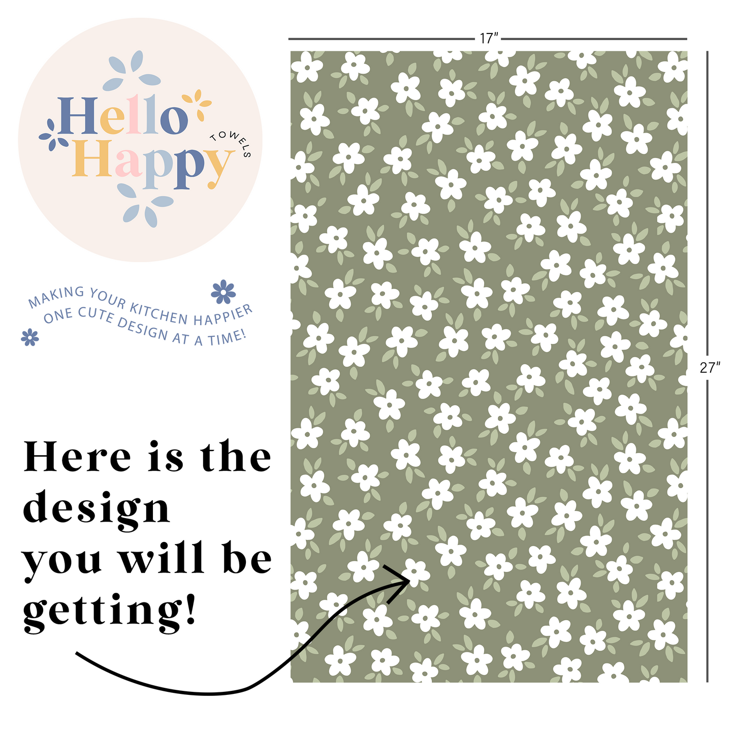 Mini Daisies Sage | Double-Sided Hand Towel