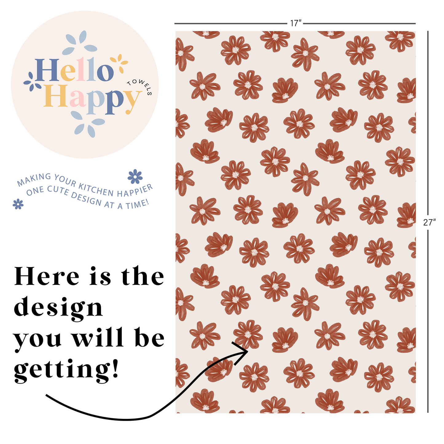 Sketched Daisies | Double-Sided Hand Towel