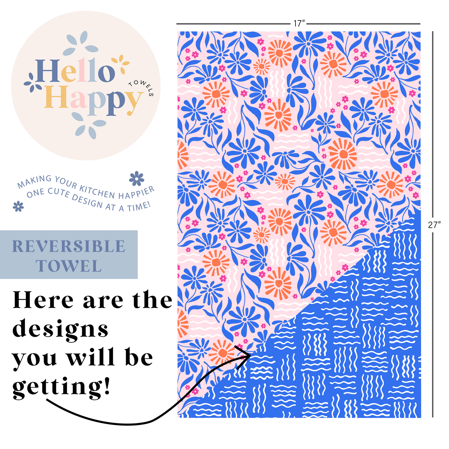 Modern Wildflower + Making Waves | Reversible Hand Towel