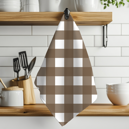 Gingham Brown | Double-Sided Hand Towel