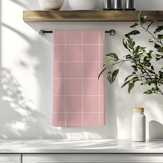 Dusty Rose Grid | Double-Sided Hand Towel