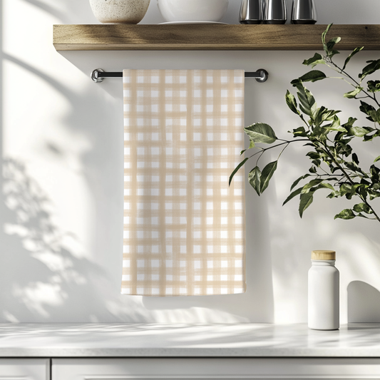Gingham on Cream | Double-Sided Hand Towel