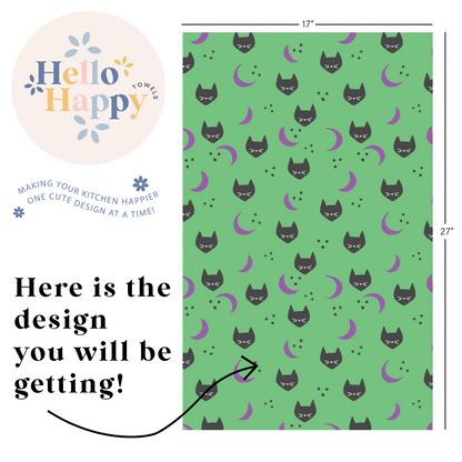Cats and Moons | Double-Sided Hand Towel
