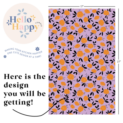 Dark Leaves on Purple | Double-Sided Hand Towel