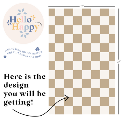 Tan Checkerboard | Double-Sided Hand Towel