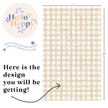 Gingham on Cream | Double-Sided Hand Towel