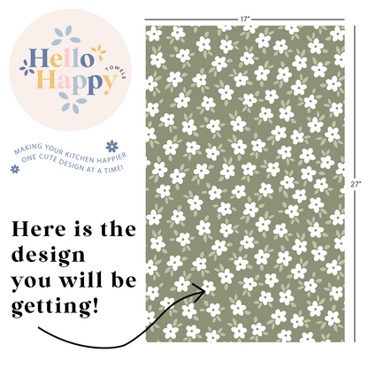 Mini Daisies Sage | Double-Sided Hand Towel