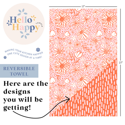 Sketched Flowers + Almond Slivers | Reversible Hand Towel