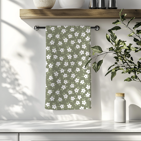 Mini Daisies Sage | Double-Sided Hand Towel